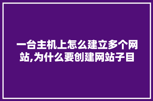 一台主机上怎么建立多个网站,为什么要创建网站子目录呢。