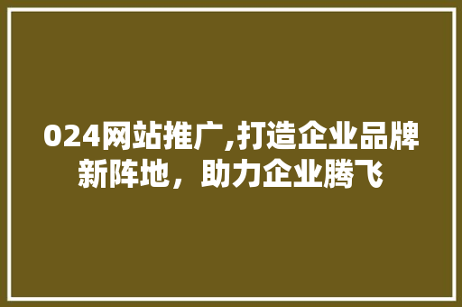 024网站推广,打造企业品牌新阵地，助力企业腾飞 024网站推广,打造企业品牌新阵地，助力企业腾飞 搜狗SEO