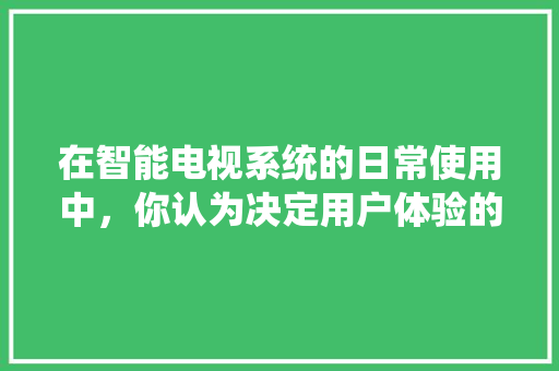 在智能电视系统的日常使用中，你认为决定用户体验的最重要的因素是什么呢,为什么用户体验很重要呢。 在智能电视系统的日常使用中，你认为决定用户体验的最重要的因素是什么呢,为什么用户体验很重要呢。 SEO关键词