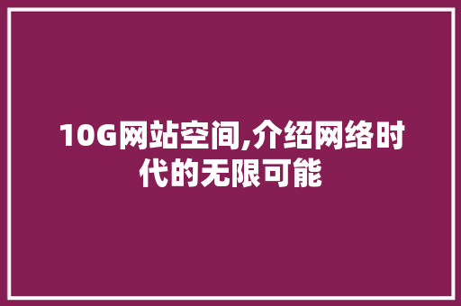 10G网站空间,介绍网络时代的无限可能 10G网站空间,介绍网络时代的无限可能 SEO关键词