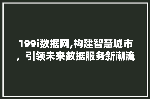 199i数据网,构建智慧城市，引领未来数据服务新潮流 199i数据网,构建智慧城市，引领未来数据服务新潮流 神马SEO