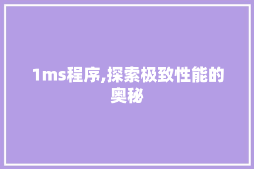 1ms程序,探索极致性能的奥秘