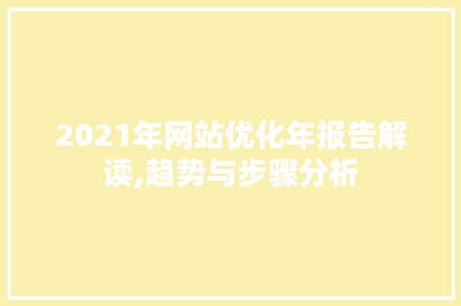 2021年网站优化年报告解读,趋势与步骤分析