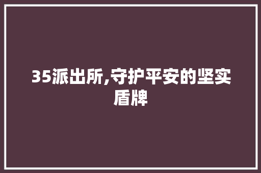 35派出所,守护平安的坚实盾牌 35派出所,守护平安的坚实盾牌 SEO关键词