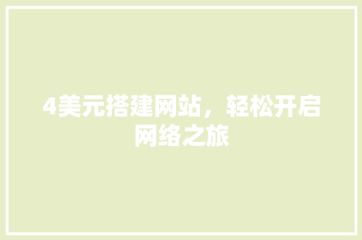4美元搭建网站，轻松开启网络之旅 4美元搭建网站，轻松开启网络之旅 必应SEO