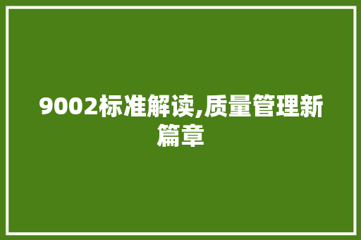 9002标准解读,质量管理新篇章 9002标准解读,质量管理新篇章 必应SEO