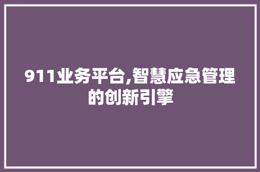 911业务平台,智慧应急管理的创新引擎 911业务平台,智慧应急管理的创新引擎 神马SEO