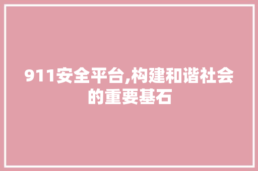 911安全平台,构建和谐社会的重要基石