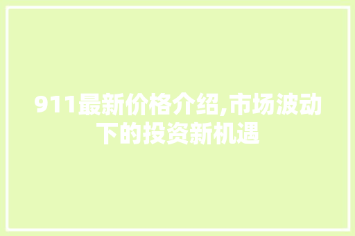 911最新价格介绍,市场波动下的投资新机遇 911最新价格介绍,市场波动下的投资新机遇 神马SEO