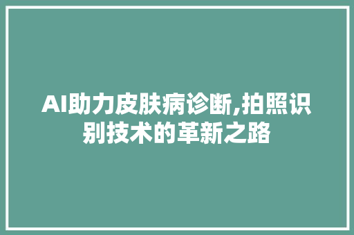 AI助力皮肤病诊断,拍照识别技术的革新之路 AI助力皮肤病诊断,拍照识别技术的革新之路 SEO关键词