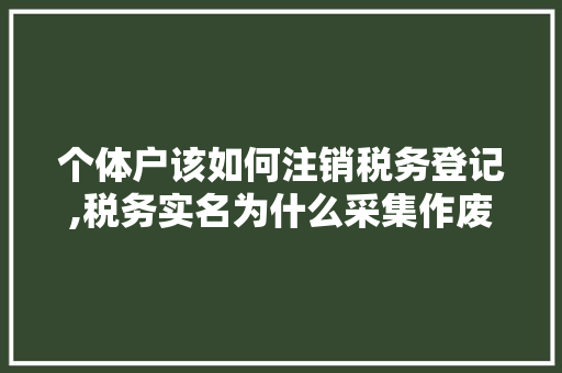 个体户该如何注销税务登记,税务实名为什么采集作废信息。 个体户该如何注销税务登记,税务实名为什么采集作废信息。 网站建设公司