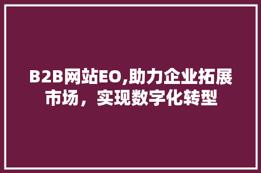 B2B网站EO,助力企业拓展市场，实现数字化转型 B2B网站EO,助力企业拓展市场，实现数字化转型 网站建设公司