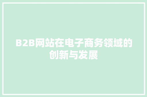 B2B网站在电子商务领域的创新与发展 B2B网站在电子商务领域的创新与发展 必应SEO