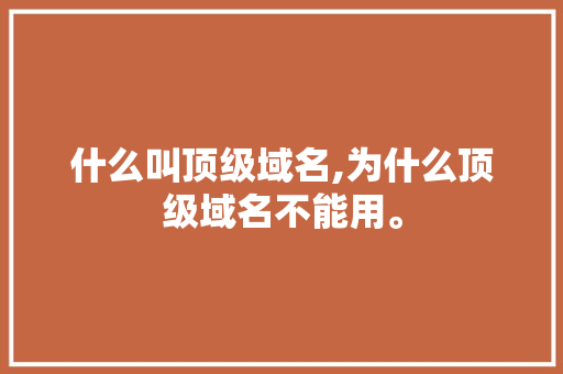 什么叫顶级域名,为什么顶级域名不能用。 什么叫顶级域名,为什么顶级域名不能用。 神马SEO
