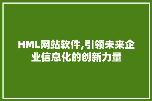 HML网站软件,引领未来企业信息化的创新力量 HML网站软件,引领未来企业信息化的创新力量 百度SEO