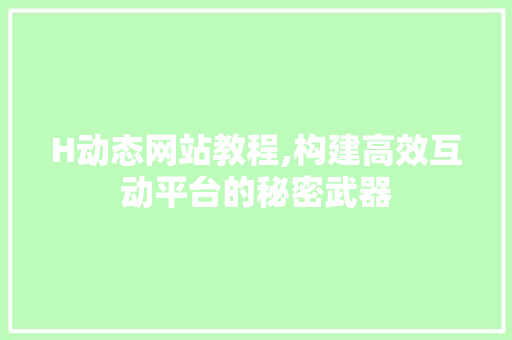 H动态网站教程,构建高效互动平台的秘密武器