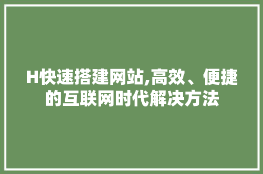 H快速搭建网站,高效、便捷的互联网时代解决方法 H快速搭建网站,高效、便捷的互联网时代解决方法 SEO关键词