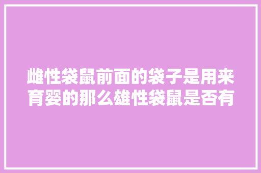 雌性袋鼠前面的袋子是用来育婴的那么雄性袋鼠是否有袋子？如果有的话是干嘛用的,袋鼠为什么舔自己的胳膊呢。 雌性袋鼠前面的袋子是用来育婴的那么雄性袋鼠是否有袋子？如果有的话是干嘛用的,袋鼠为什么舔自己的胳膊呢。 SEO关键词