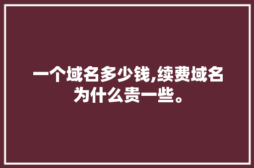 一个域名多少钱,续费域名为什么贵一些。 一个域名多少钱,续费域名为什么贵一些。 网站建设公司