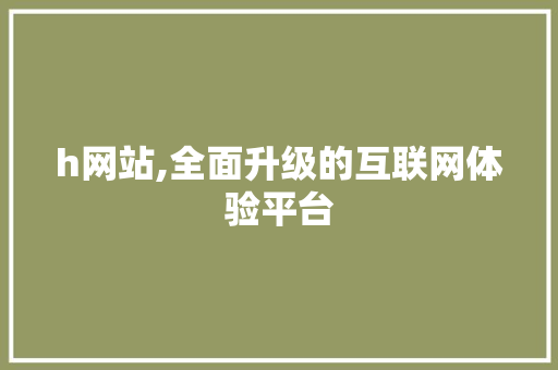 h网站,全面升级的互联网体验平台