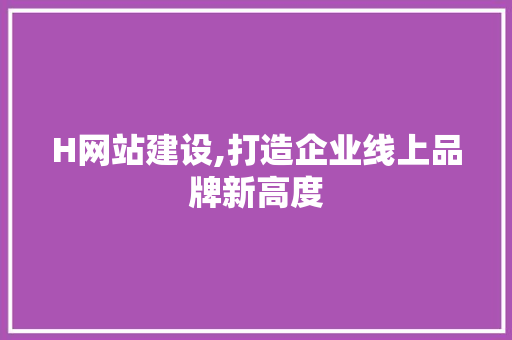 H网站建设,打造企业线上品牌新高度 H网站建设,打造企业线上品牌新高度 网站建设公司