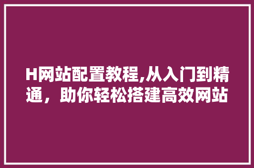 H网站配置教程,从入门到精通，助你轻松搭建高效网站 H网站配置教程,从入门到精通，助你轻松搭建高效网站 百度SEO