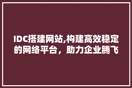 IDC搭建网站,构建高效稳定的网络平台，助力企业腾飞 IDC搭建网站,构建高效稳定的网络平台，助力企业腾飞 搜狗SEO