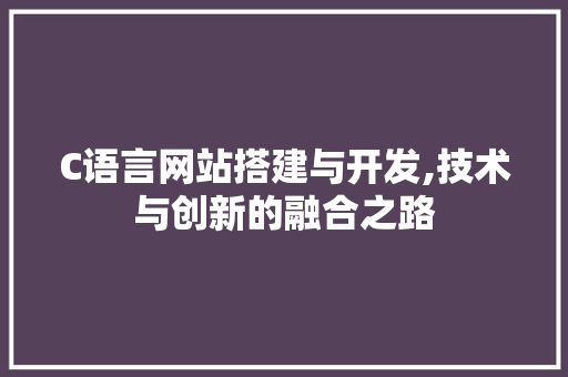 C语言网站搭建与开发,技术与创新的融合之路 C语言网站搭建与开发,技术与创新的融合之路 神马SEO