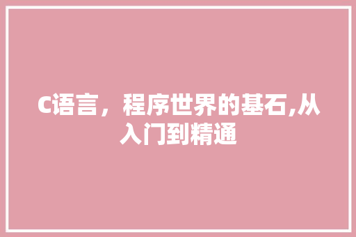 C语言，程序世界的基石,从入门到精通 C语言，程序世界的基石,从入门到精通 网站建设公司