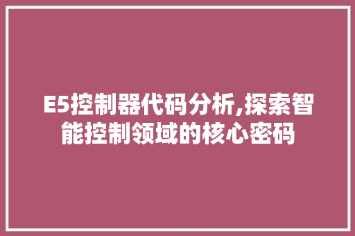 E5控制器代码分析,探索智能控制领域的核心密码 E5控制器代码分析,探索智能控制领域的核心密码 网站建设公司