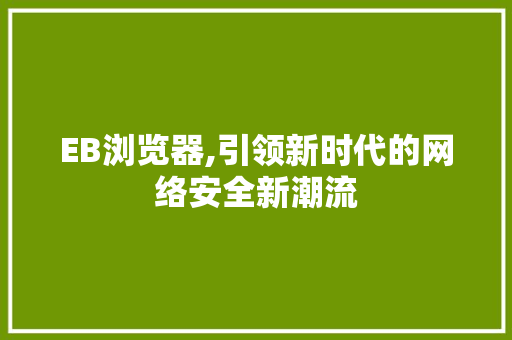 EB浏览器,引领新时代的网络安全新潮流 EB浏览器,引领新时代的网络安全新潮流 网站建设公司