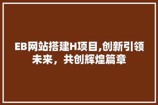 EB网站搭建H项目,创新引领未来，共创辉煌篇章