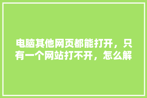 电脑其他网页都能打开，只有一个网站打不开，怎么解决,为什么就一个网站打不开了。 电脑其他网页都能打开，只有一个网站打不开，怎么解决,为什么就一个网站打不开了。 SEO关键词
