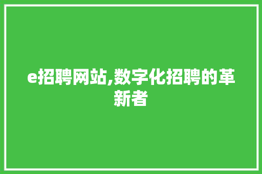 e招聘网站,数字化招聘的革新者 e招聘网站,数字化招聘的革新者 SEO关键词