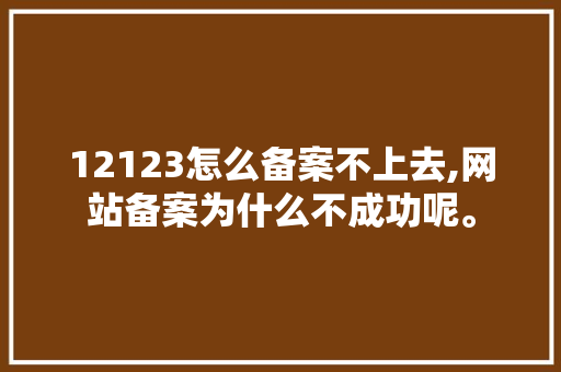 12123怎么备案不上去,网站备案为什么不成功呢。 12123怎么备案不上去,网站备案为什么不成功呢。 神马SEO