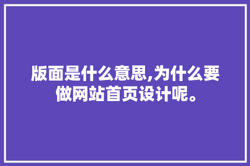 版面是什么意思,为什么要做网站首页设计呢。 版面是什么意思,为什么要做网站首页设计呢。 神马SEO