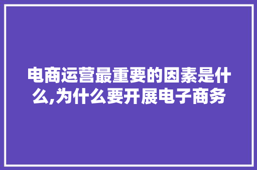 电商运营最重要的因素是什么,为什么要开展电子商务项目。 电商运营最重要的因素是什么,为什么要开展电子商务项目。 网站建设公司