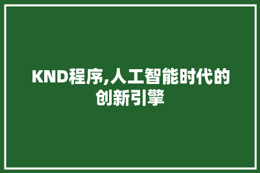 KND程序,人工智能时代的创新引擎 KND程序,人工智能时代的创新引擎 网站建设公司