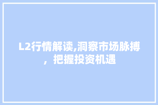 L2行情解读,洞察市场脉搏，把握投资机遇 L2行情解读,洞察市场脉搏，把握投资机遇 必应SEO