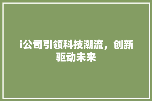 i公司引领科技潮流，创新驱动未来 i公司引领科技潮流，创新驱动未来 SEO关键词