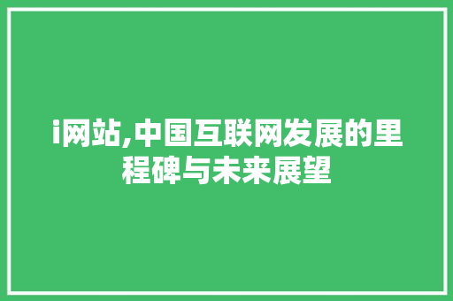 i网站,中国互联网发展的里程碑与未来展望 i网站,中国互联网发展的里程碑与未来展望 神马SEO