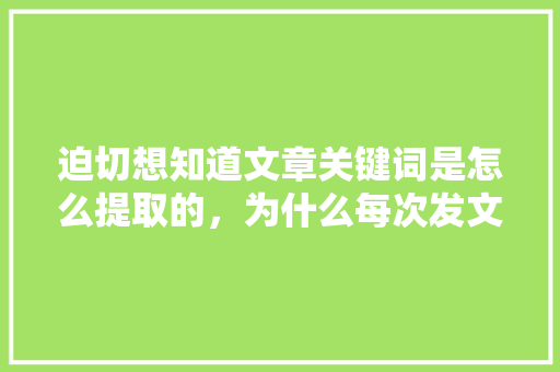 迫切想知道文章关键词是怎么提取的，为什么每次发文，关键词提取的都和文章主题不沾边,为什么设置关键词。 迫切想知道文章关键词是怎么提取的，为什么每次发文，关键词提取的都和文章主题不沾边,为什么设置关键词。 神马SEO