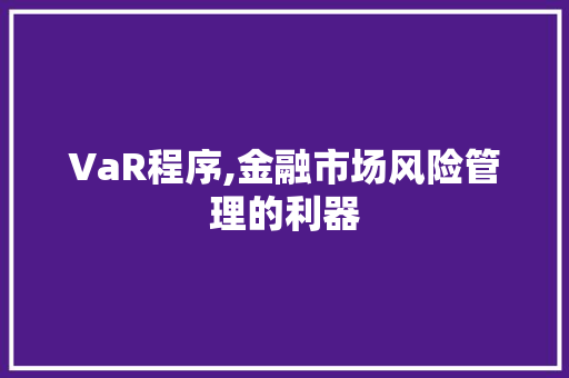 VaR程序,金融市场风险管理的利器 VaR程序,金融市场风险管理的利器 SEO关键词