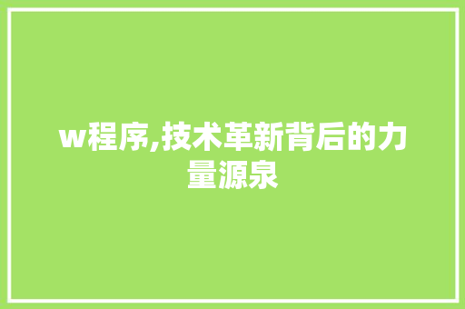 w程序,技术革新背后的力量源泉 w程序,技术革新背后的力量源泉 百度SEO