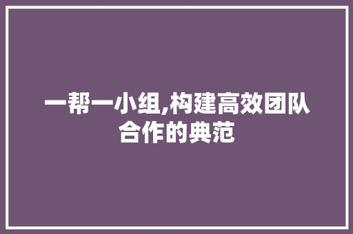 一帮一小组,构建高效团队合作的典范 一帮一小组,构建高效团队合作的典范 SEO关键词