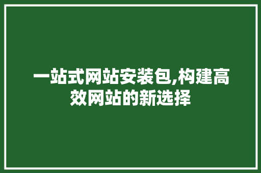 一站式网站安装包,构建高效网站的新选择 一站式网站安装包,构建高效网站的新选择 SEO关键词