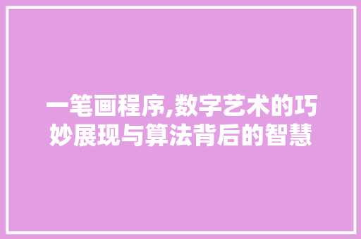 一笔画程序,数字艺术的巧妙展现与算法背后的智慧 一笔画程序,数字艺术的巧妙展现与算法背后的智慧 百度SEO