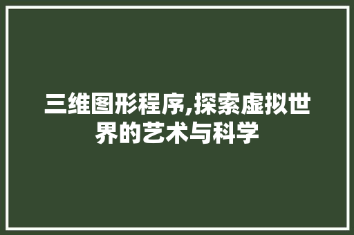 三维图形程序,探索虚拟世界的艺术与科学 三维图形程序,探索虚拟世界的艺术与科学 必应SEO