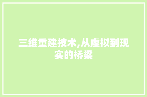 三维重建技术,从虚拟到现实的桥梁 三维重建技术,从虚拟到现实的桥梁 神马SEO