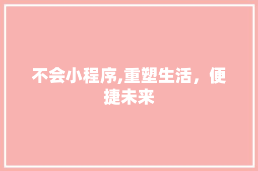 不会小程序,重塑生活，便捷未来 不会小程序,重塑生活，便捷未来 神马SEO